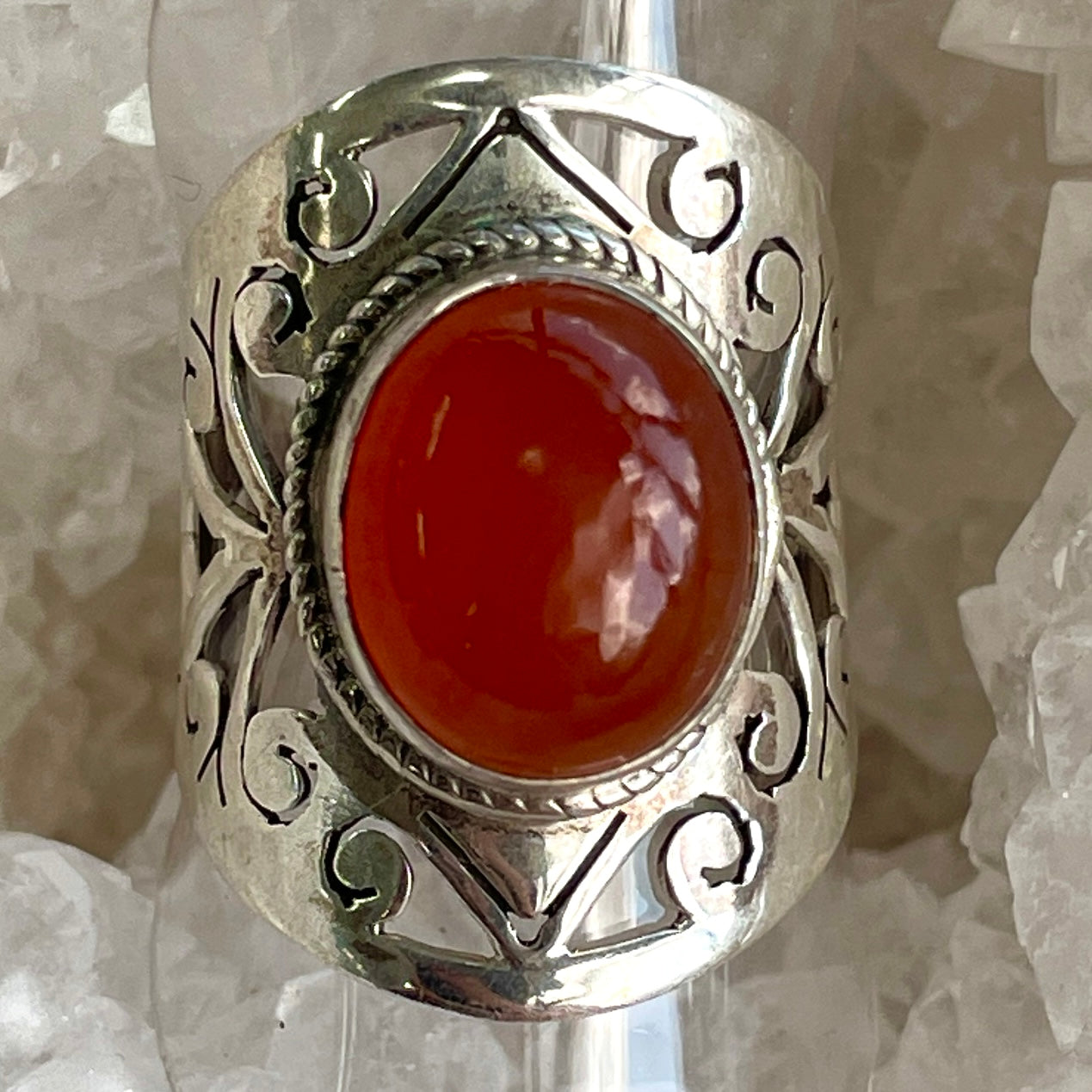 Carnelian Sterling Silver Ring - Sz7 CA3 Carnelian Sterling Silver Ring - Sz7 CA3